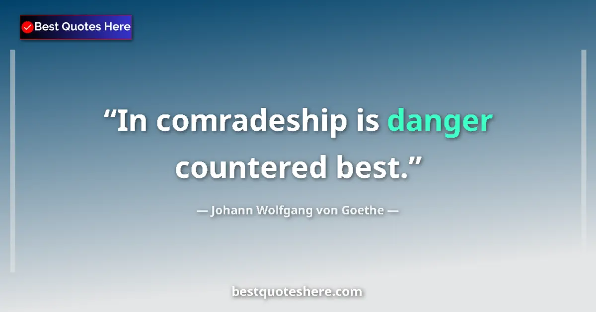 Quote by Johann Wolfgang von Goethe: In comradeship is danger countered best....