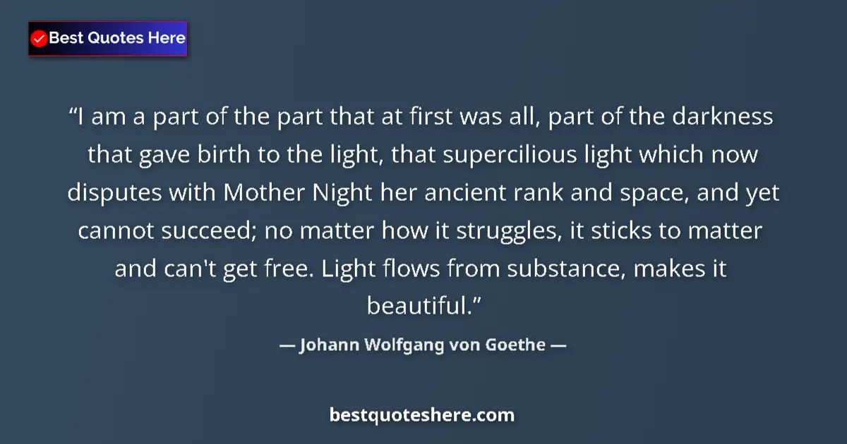 Quote by Johann Wolfgang von Goethe: I am a part of the part that at first was all, par