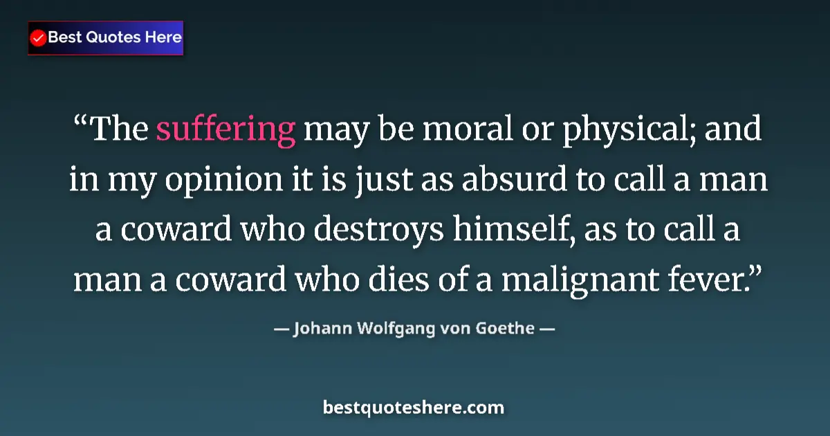 Johann Wolfgang von Goethe quote: "The suffering may be moral or physical; and in my opinion..."