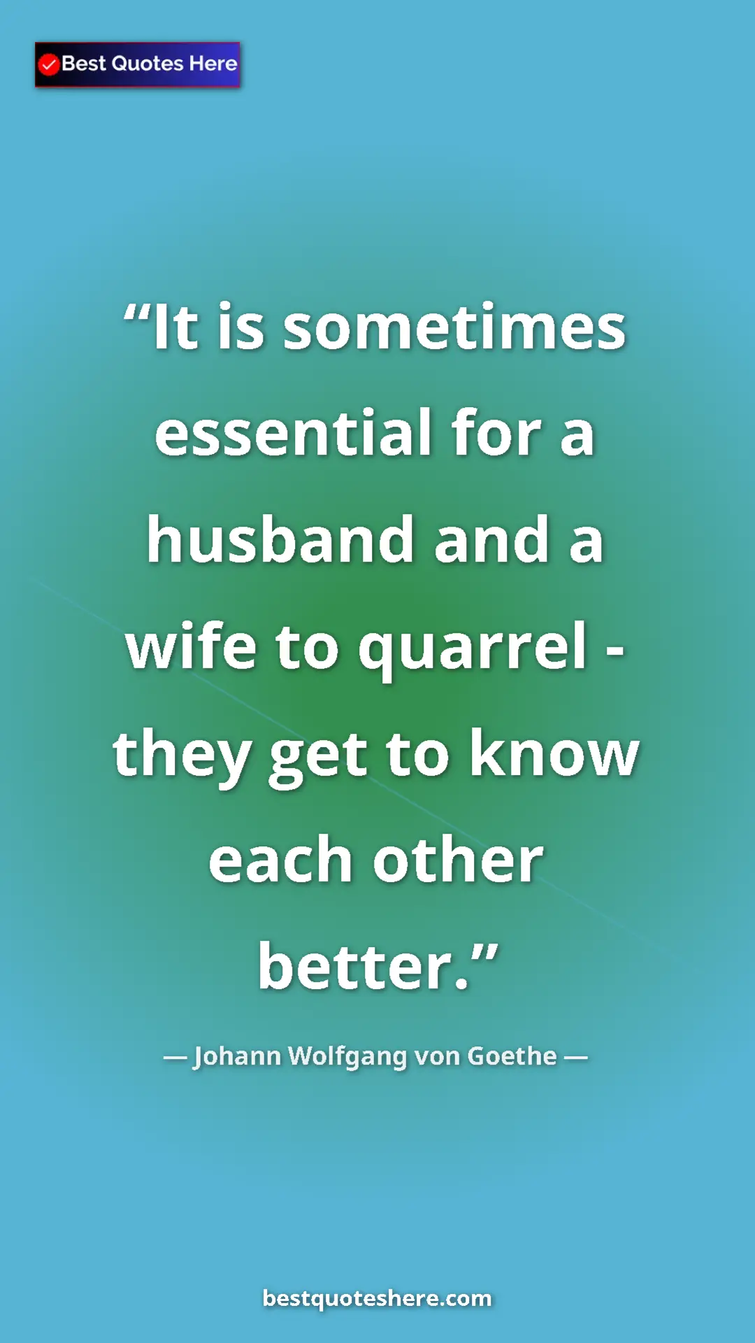 Pinterest quote poster by Johann Wolfgang von Goethe: "It is sometimes essential for a husband and a wife to..."