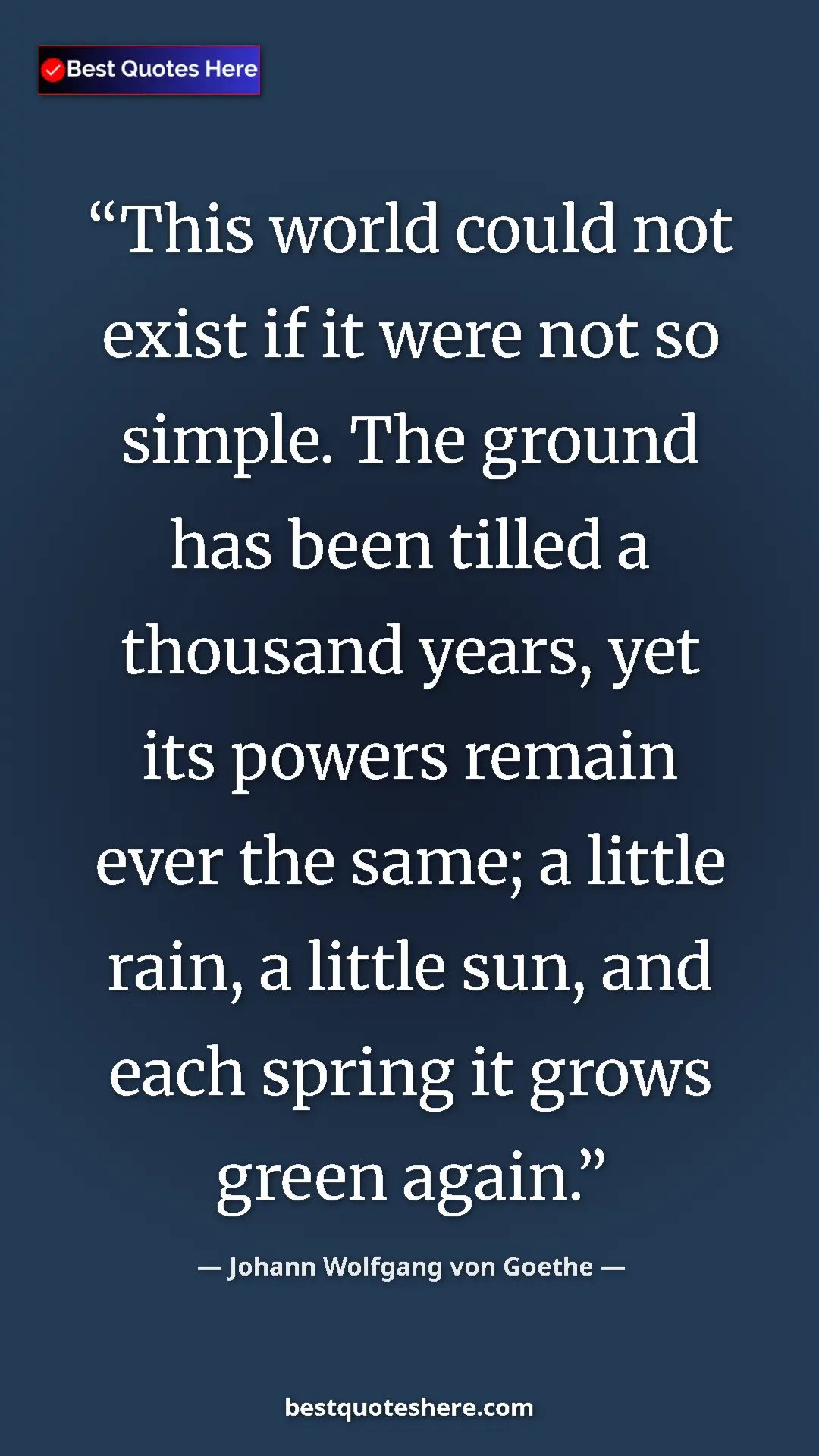 Pinterest quote poster by Johann Wolfgang von Goethe: "This world could not exist if it were not so simple. The..."