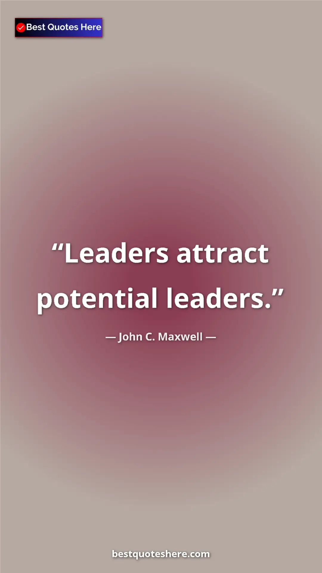 Pinterest quote poster by John C. Maxwell: "Leaders attract potential leaders."