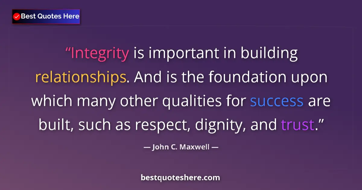 Quote by John C. Maxwell: Integrity is important in building relationships.