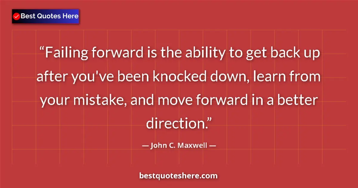 Quote by John C. Maxwell: Failing forward is the ability to get back up after you've been knocked down, learn from your mistak...