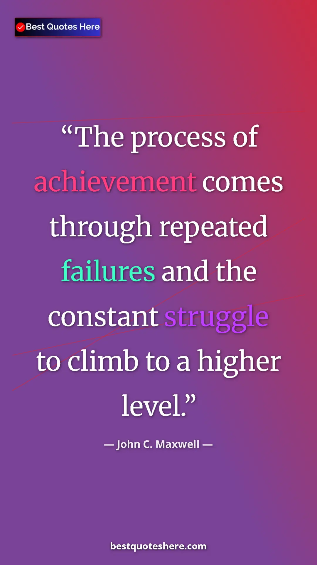 Pinterest quote poster by John C. Maxwell: "The process of achievement comes through repeated failures..."