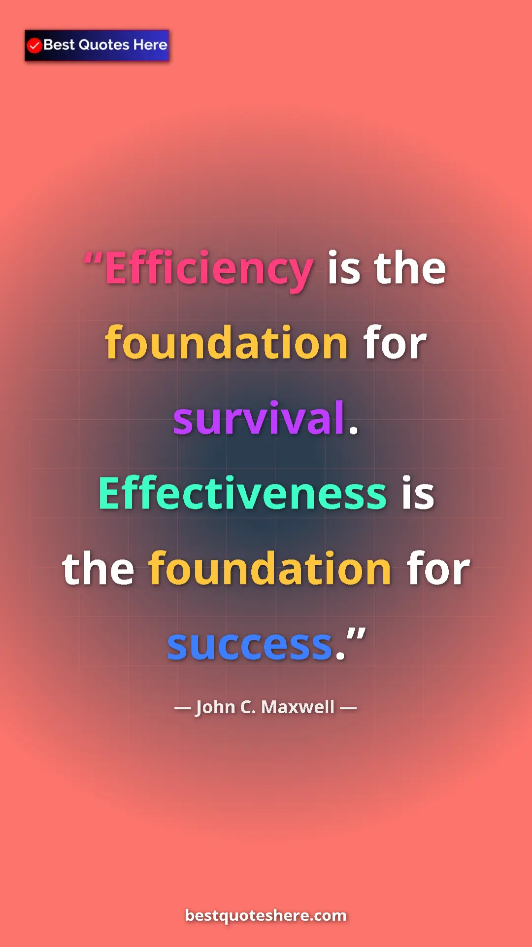 Pinterest quote poster by John C. Maxwell: "Efficiency is the foundation for survival. Effectiveness is..."