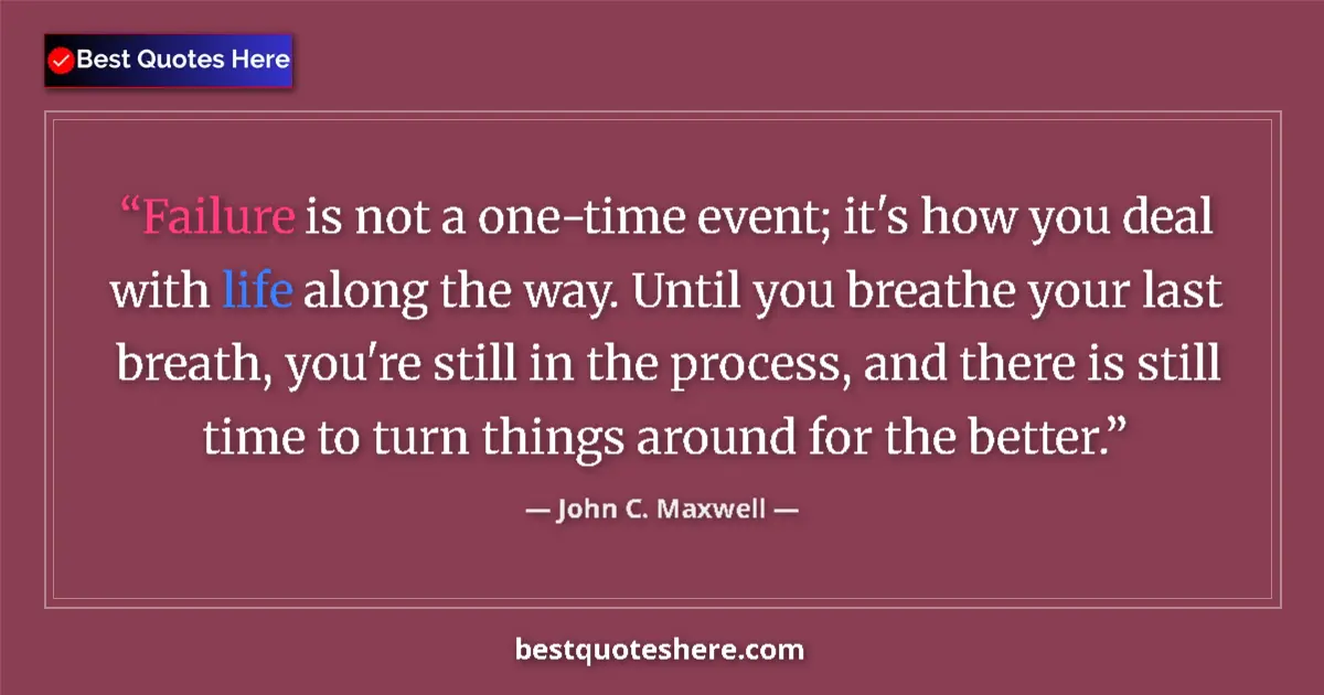 John C. Maxwell quote: "Failure is not a one-time event; it's how you deal with..."