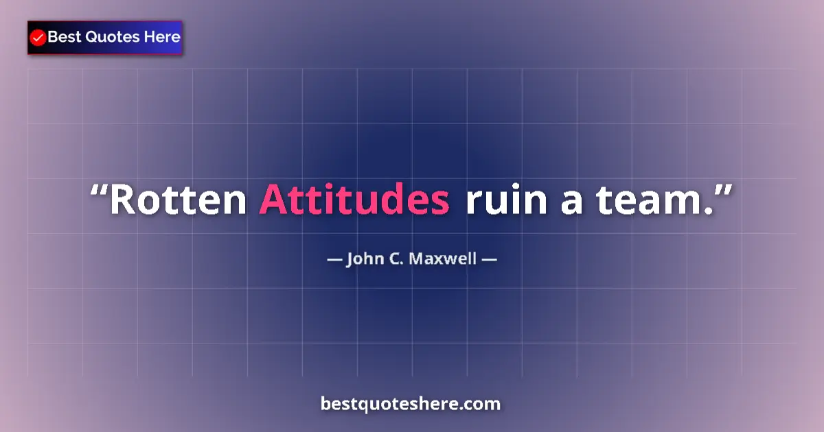 Quote by John C. Maxwell: Rotten Attitudes ruin a team....