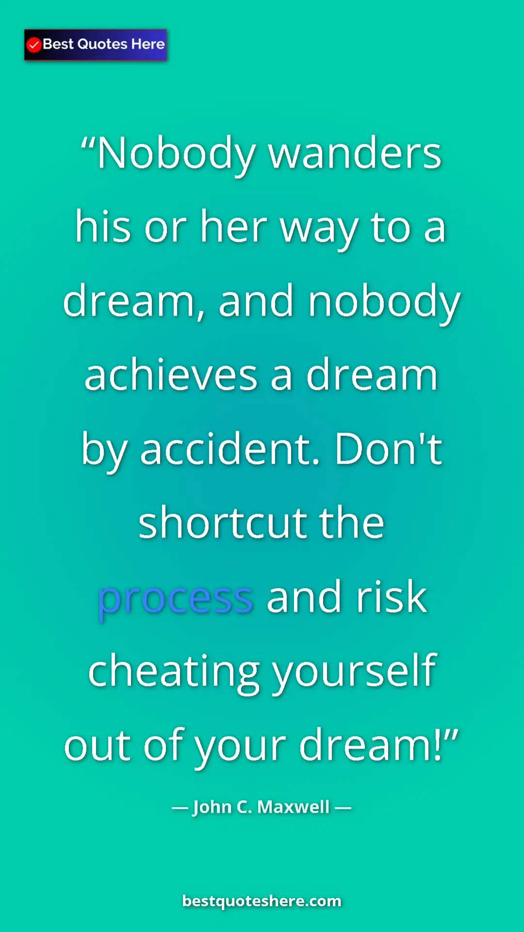 Pinterest quote poster by John C. Maxwell: "Nobody wanders his or her way to a dream, and nobody..."