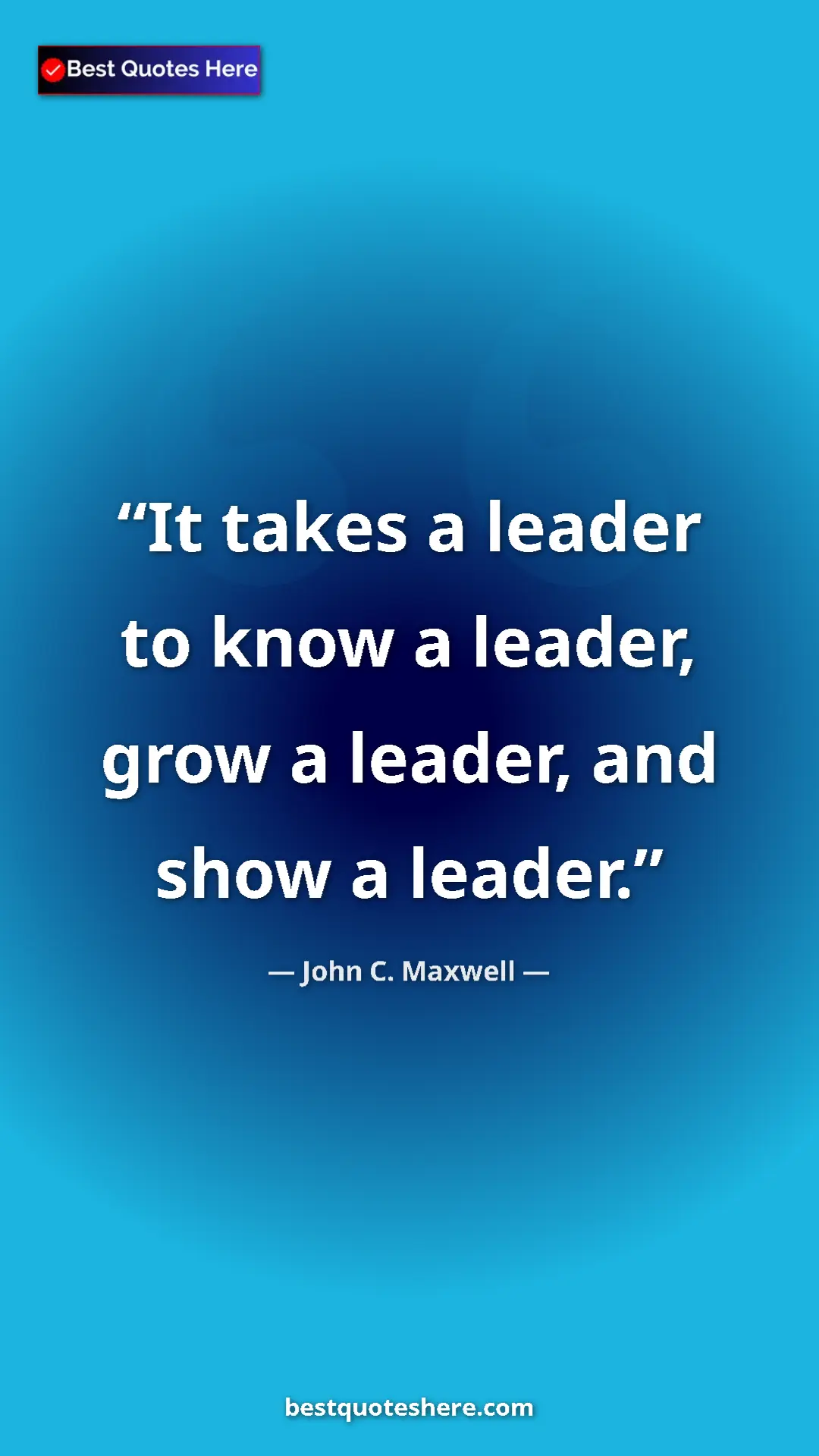 Pinterest quote poster by John C. Maxwell: "It takes a leader to know a leader, grow a leader, and show..."
