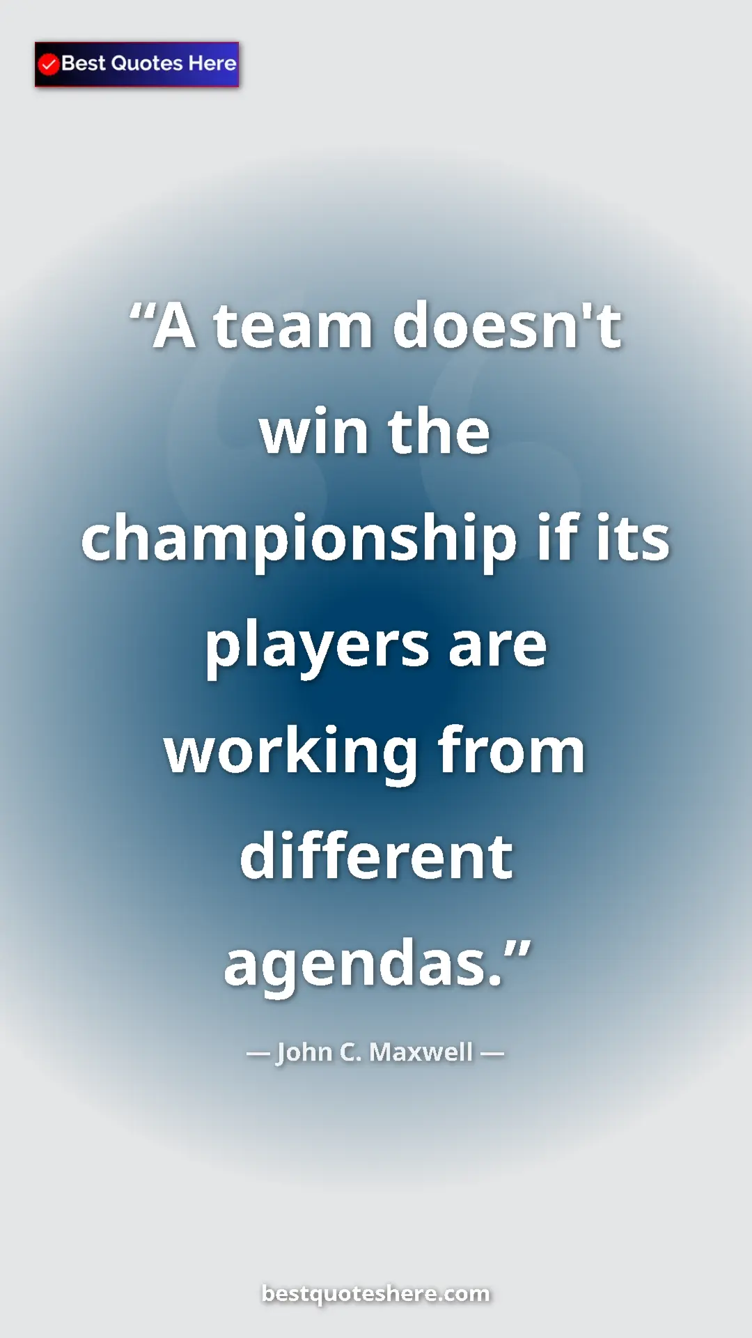 Pinterest quote poster by John C. Maxwell: "A team doesn't win the championship if its players are..."