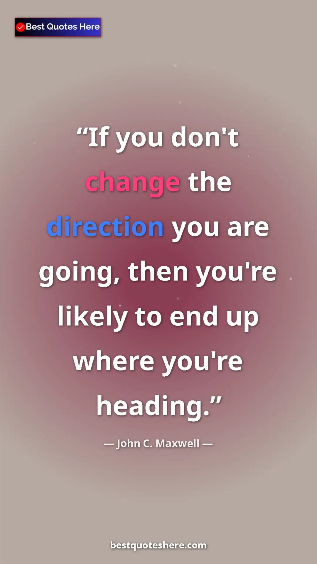 Pinterest quote poster by John C. Maxwell: "If you don't change the direction you are going, then..."