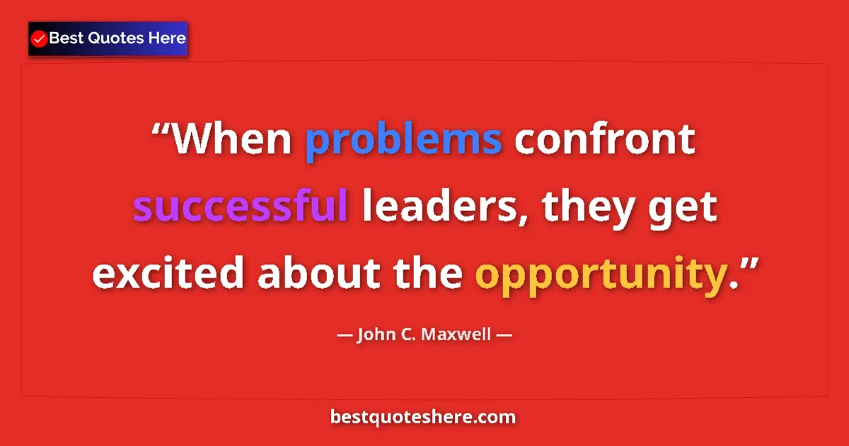 John C. Maxwell quote: "When problems confront successful leaders, they get excited..."