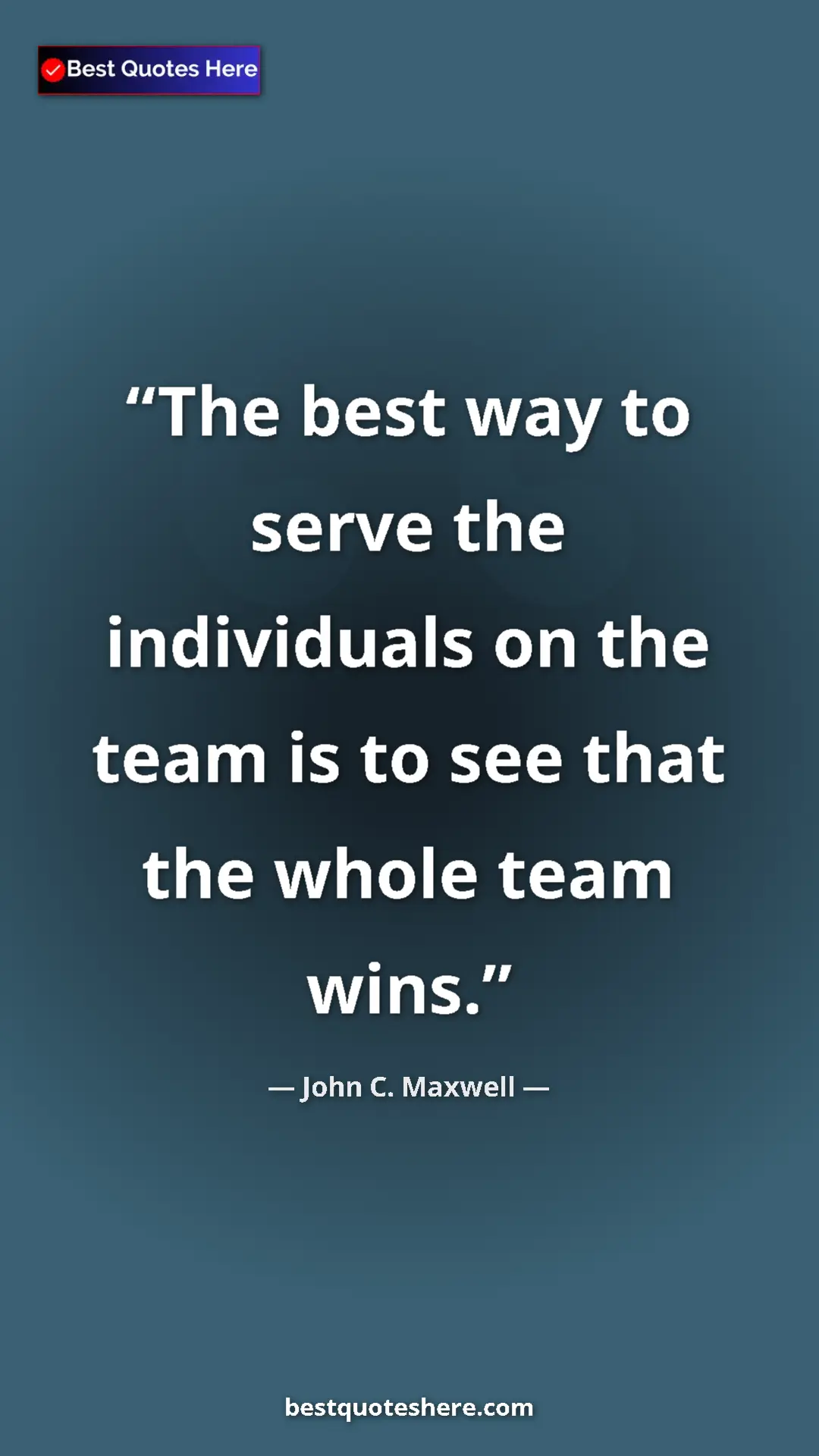 Pinterest quote poster by John C. Maxwell: "The best way to serve the individuals on the team is to see..."