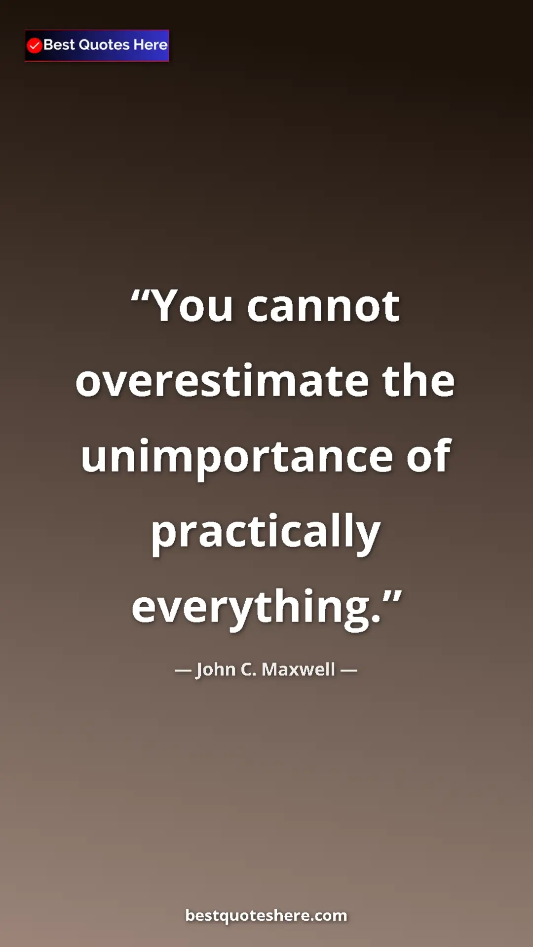 John C. Maxwell Quote Card: "You cannot overestimate the unimportance of practically..." Pinterest quote poster by John C. Maxwell: "You cannot overestimate the unimportance of practically..."