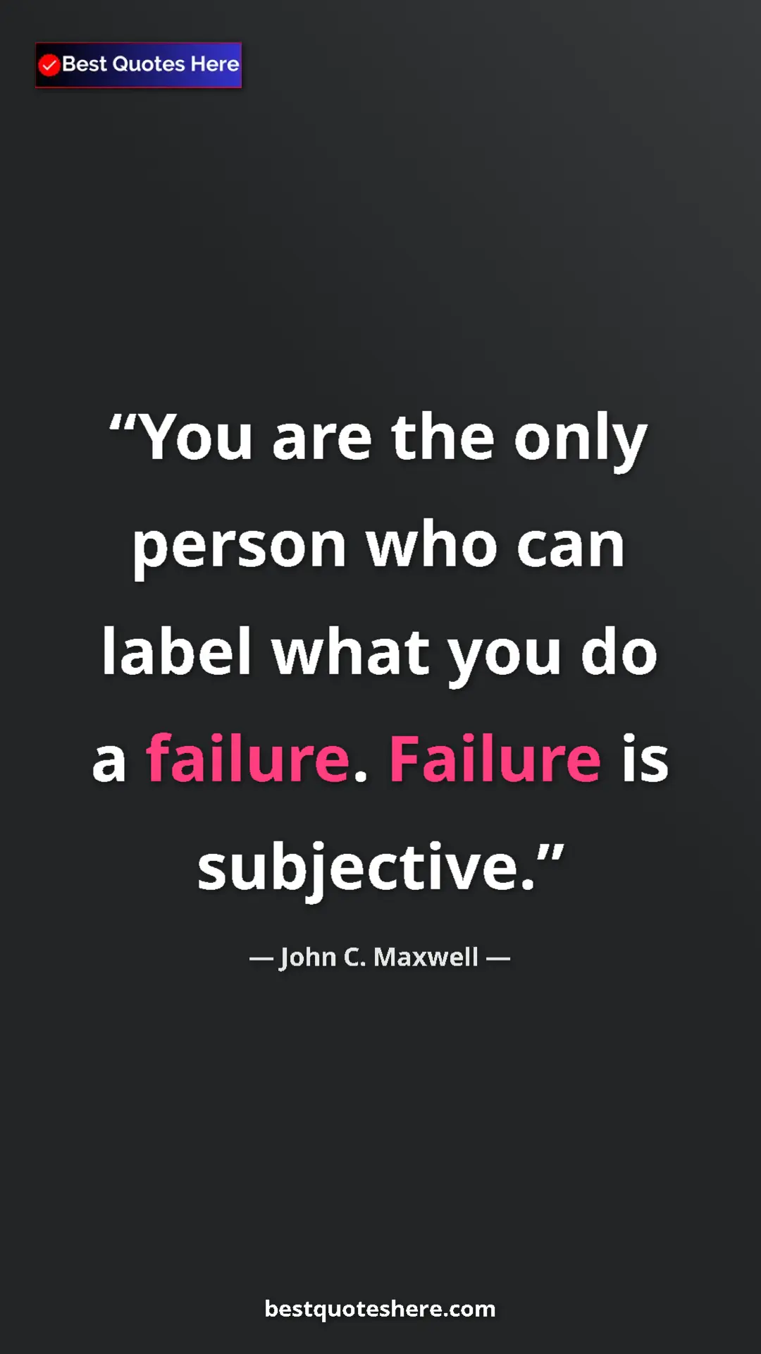 Pinterest quote poster by John C. Maxwell: "You are the only person who can label what you do a..."