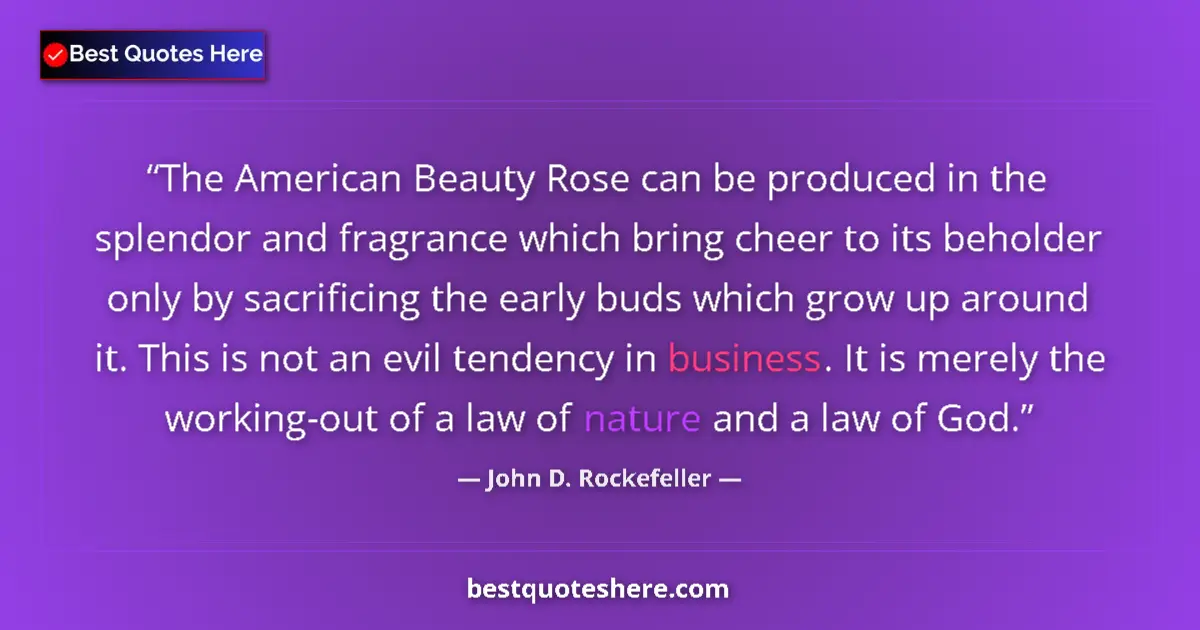 Quote by John D. Rockefeller: The American Beauty Rose can be produced in the splendor and fragrance which bring cheer to its beho...