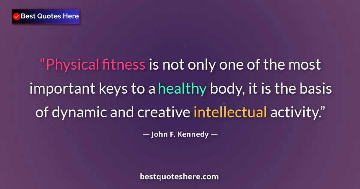 Quote by John F. Kennedy: Physical fitness is not only one of the most important keys to a healthy body, it is the basis of dy...