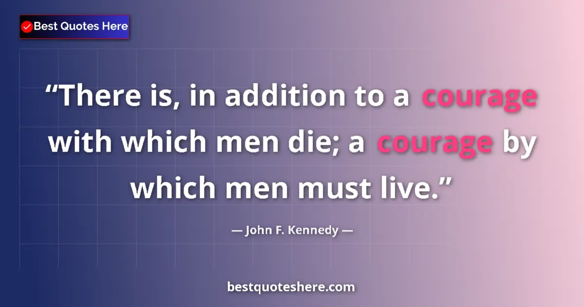 Quote by John F. Kennedy: There is, in addition to a courage with which men