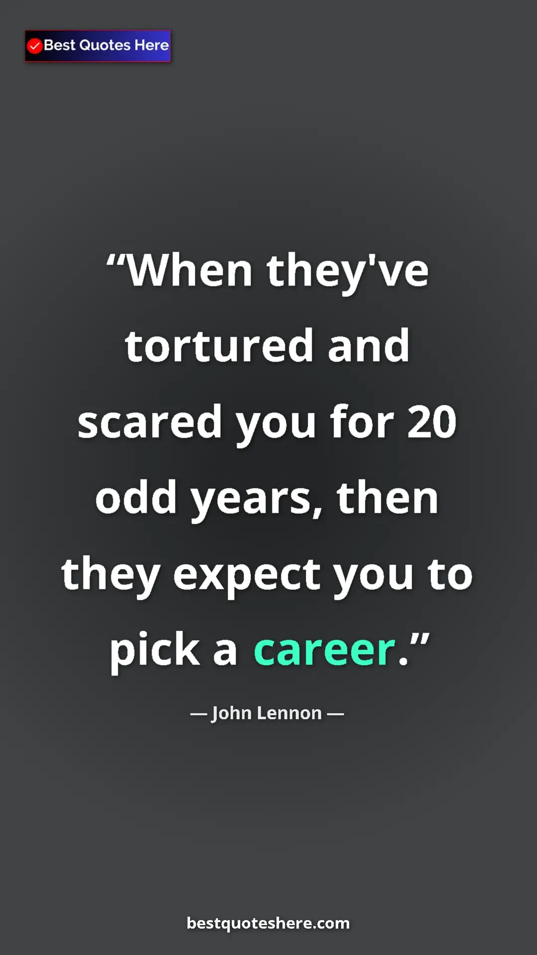 John Lennon Quote Card: "When they've tortured and scared you for 20 odd years, then..." Pinterest quote poster by John Lennon: "When they've tortured and scared you for 20 odd years, then..."