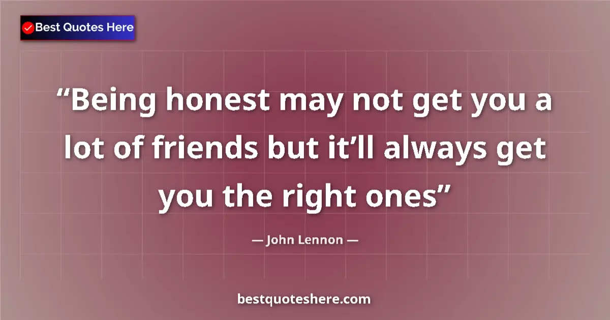 Quote by John Lennon: Being honest may not get you a lot of friends but