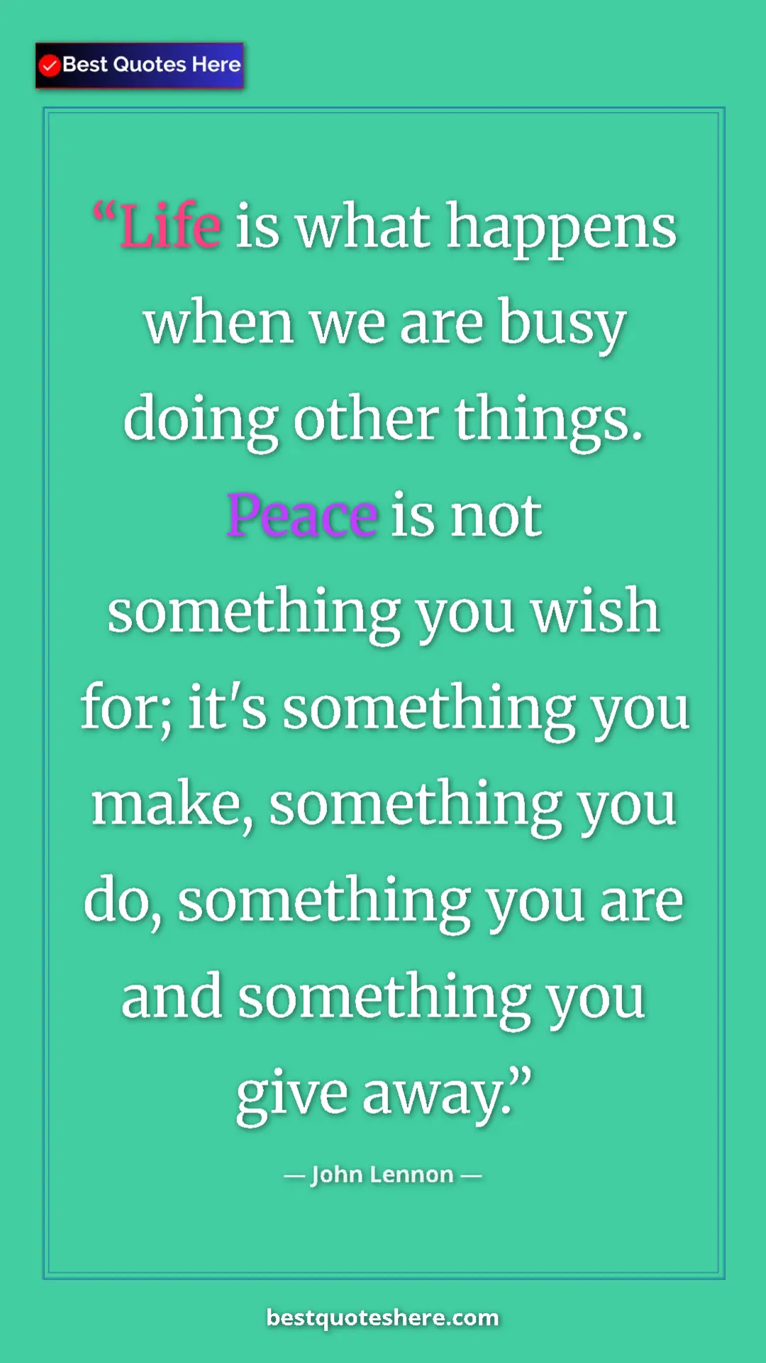 John Lennon Quote Card: "Life is what happens when we are busy doing other things...." Pinterest quote poster by John Lennon: "Life is what happens when we are busy doing other things...."