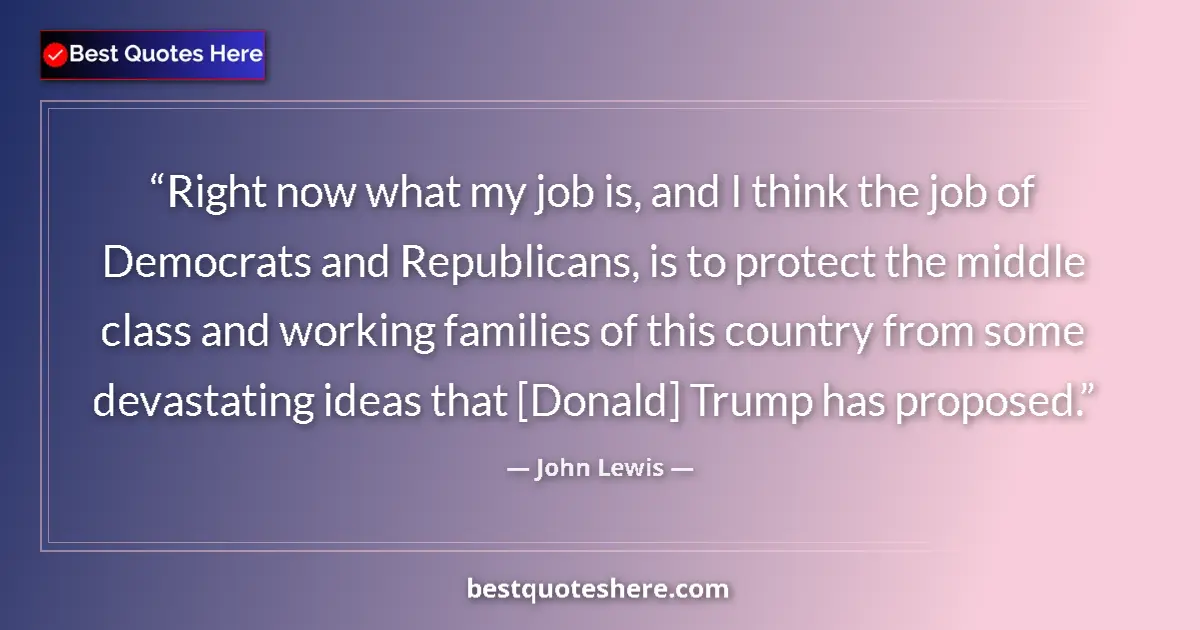 Quote by John Lewis: Right now what my job is, and I think the job of Democrats and Republicans, is to protect the middle...