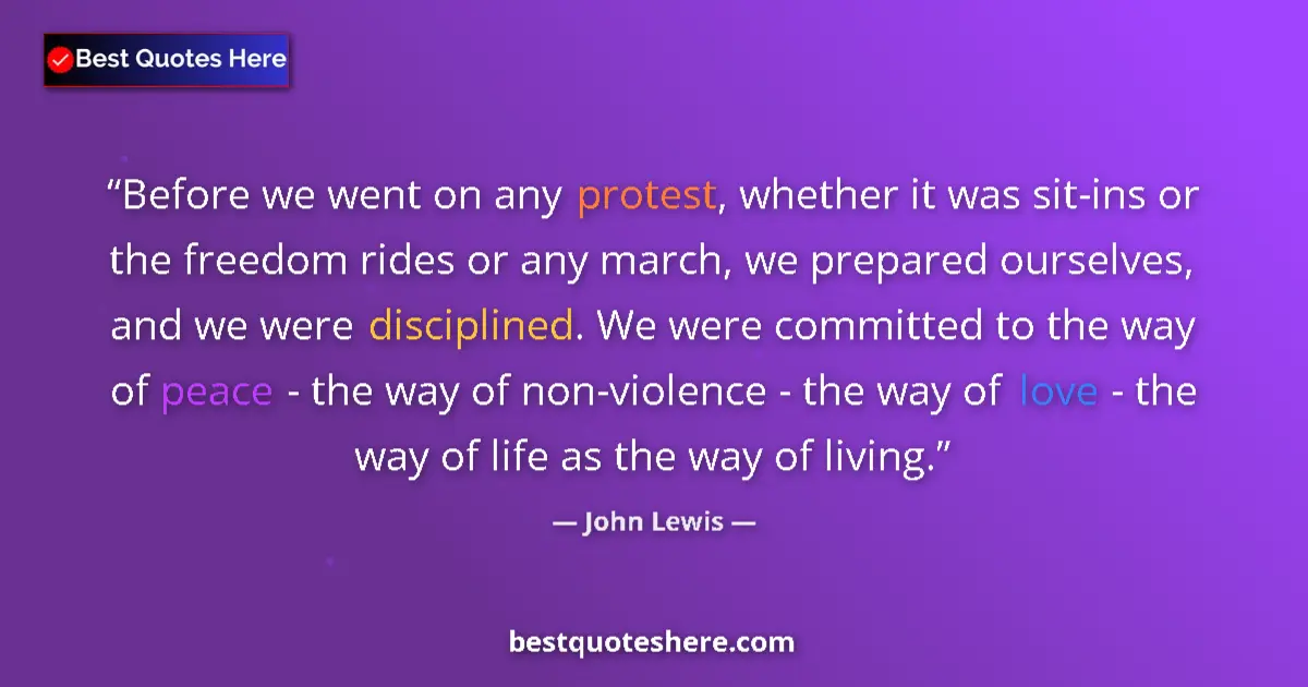 Quote by John Lewis: Before we went on any protest, whether it was sit-ins or the freedom rides or any march, we prepared...