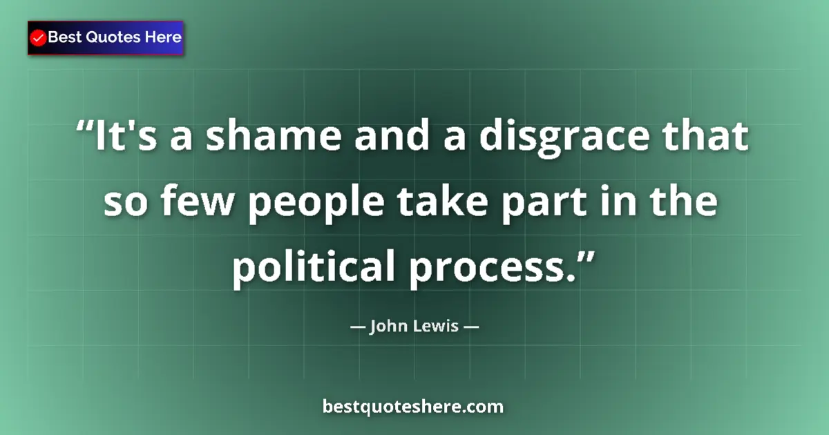 Quote by John Lewis: It's a shame and a disgrace that so few people take part in the political process....