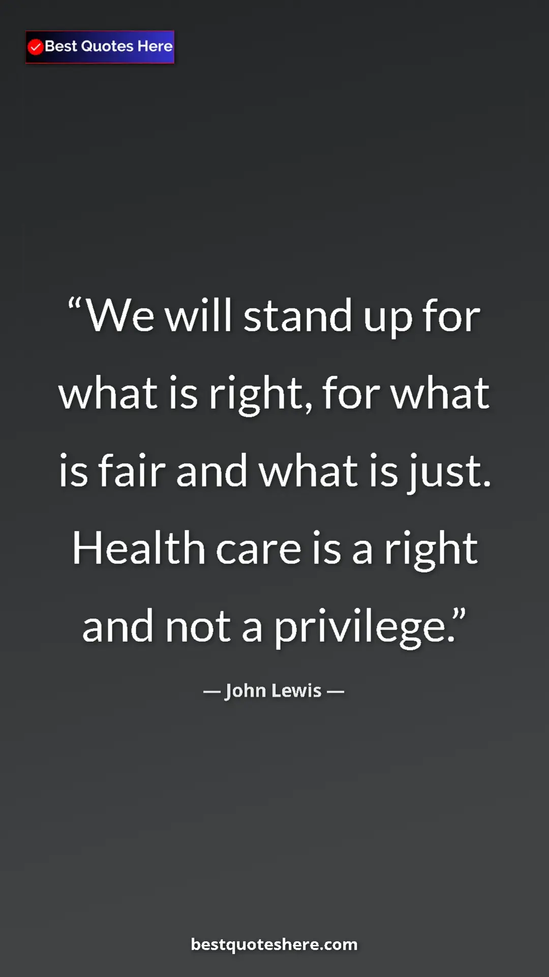 Pinterest quote poster by John Lewis: "We will stand up for what is right, for what is fair and..."