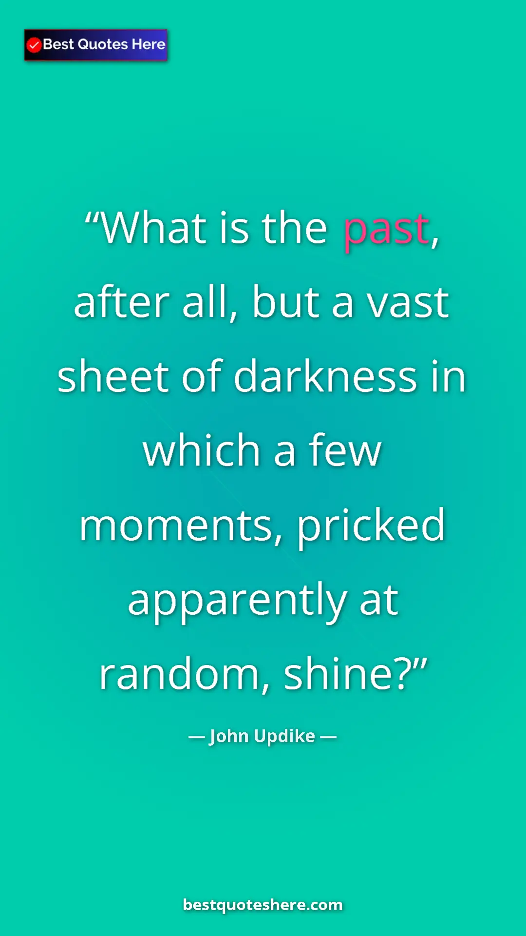Pinterest quote poster by John Updike: "What is the past, after all, but a vast sheet of darkness..."