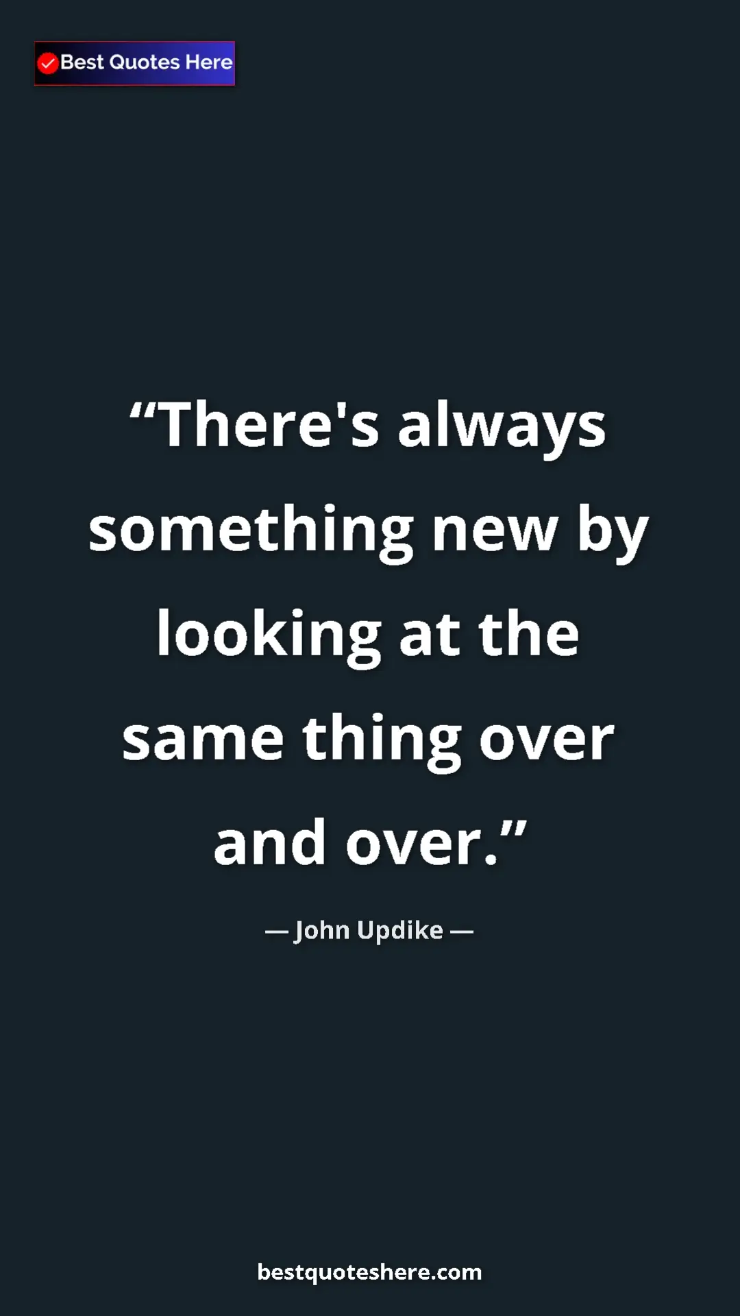 Pinterest quote poster by John Updike: "There's always something new by looking at the same thing..."