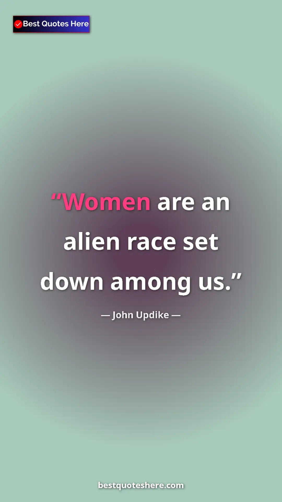 Pinterest quote poster by John Updike: "Women are an alien race set down among us."