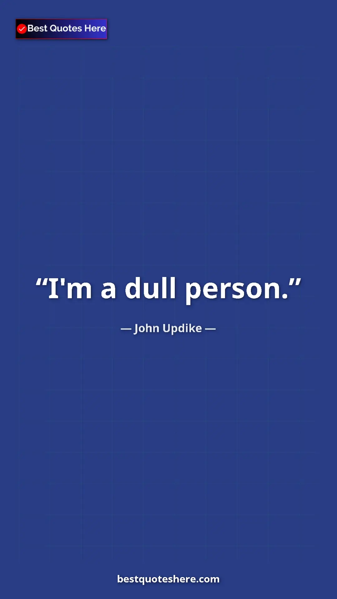 Pinterest quote poster by John Updike: "I'm a dull person."