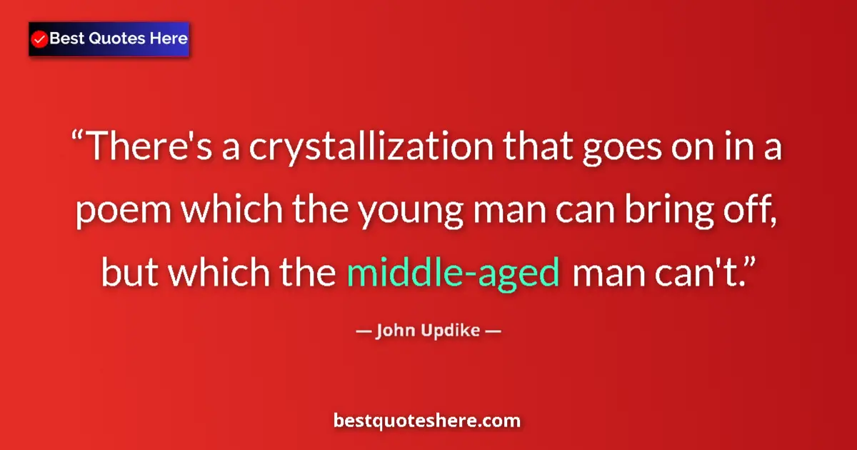 Quote by John Updike: There's a crystallization that goes on in a poem w