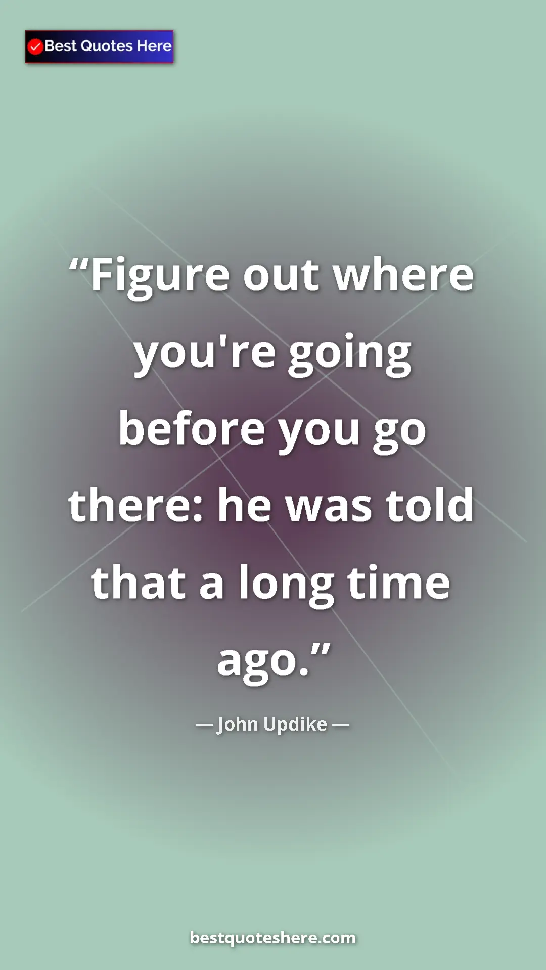 Pinterest quote poster by John Updike: "Figure out where you're going before you go there: he was..."