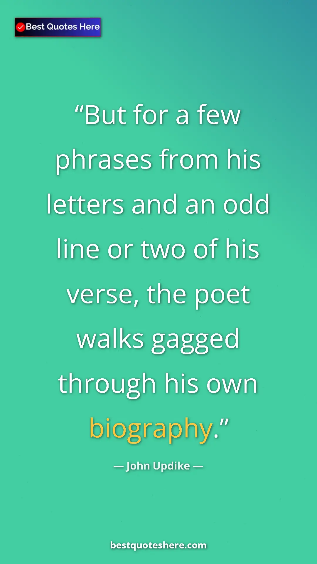 Pinterest quote poster by John Updike: "But for a few phrases from his letters and an odd line or..."