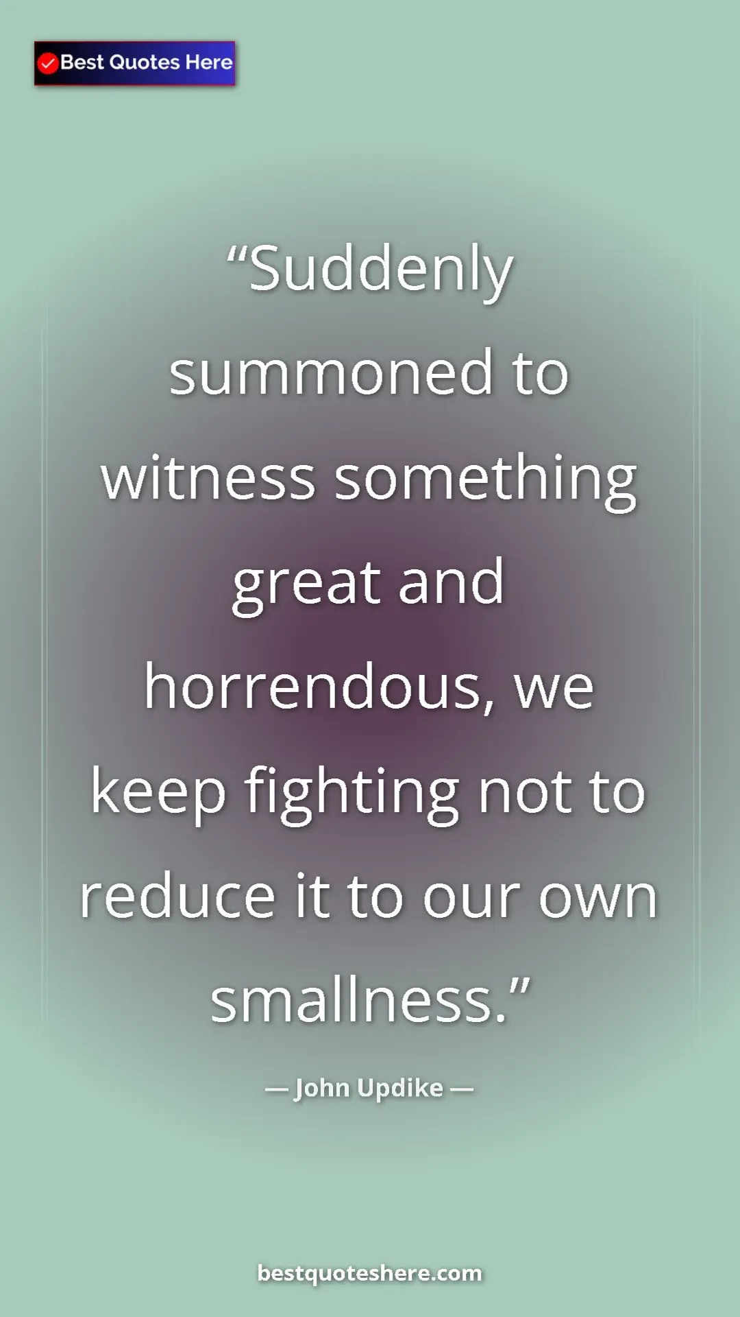 Pinterest quote poster by John Updike: "Suddenly summoned to witness something great and..."