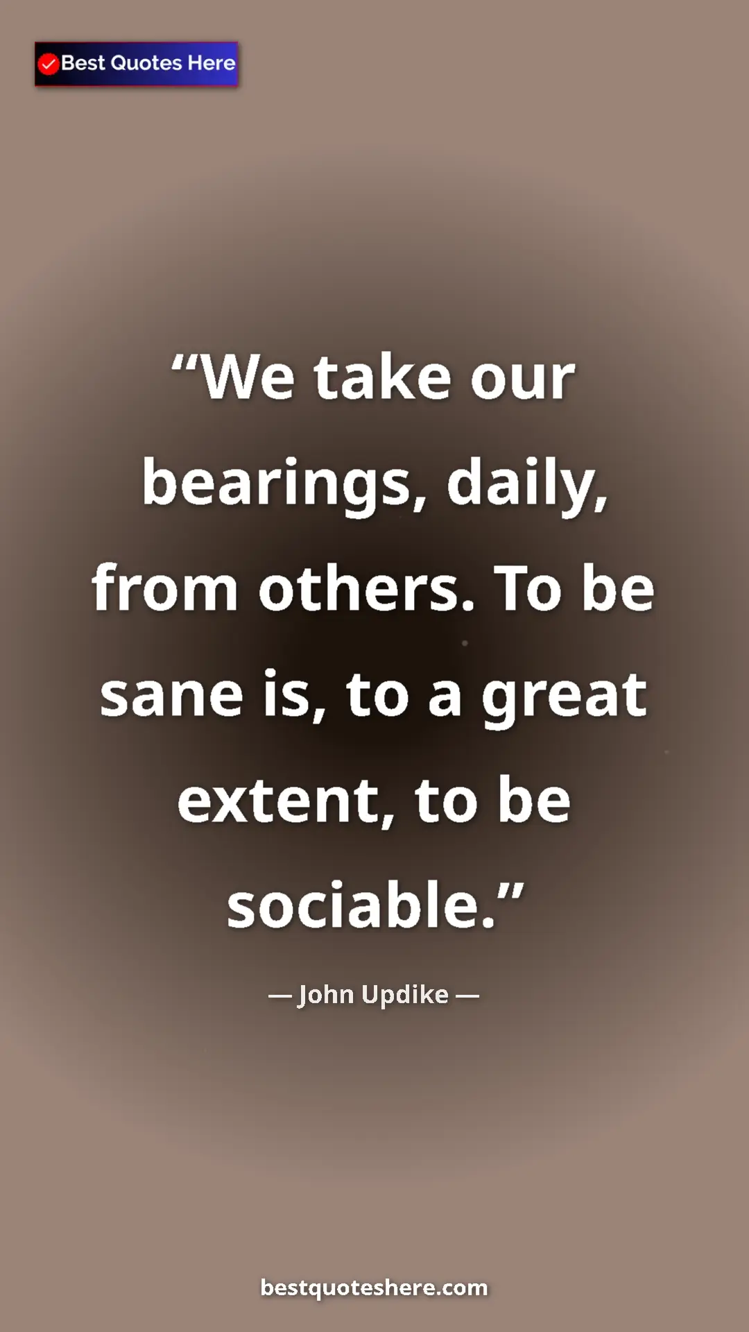 Pinterest quote poster by John Updike: "We take our bearings, daily, from others. To be sane is, to..."