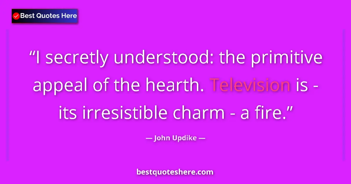 Quote by John Updike: I secretly understood: the primitive appeal of the hearth. Television is - its irresistible charm - ...