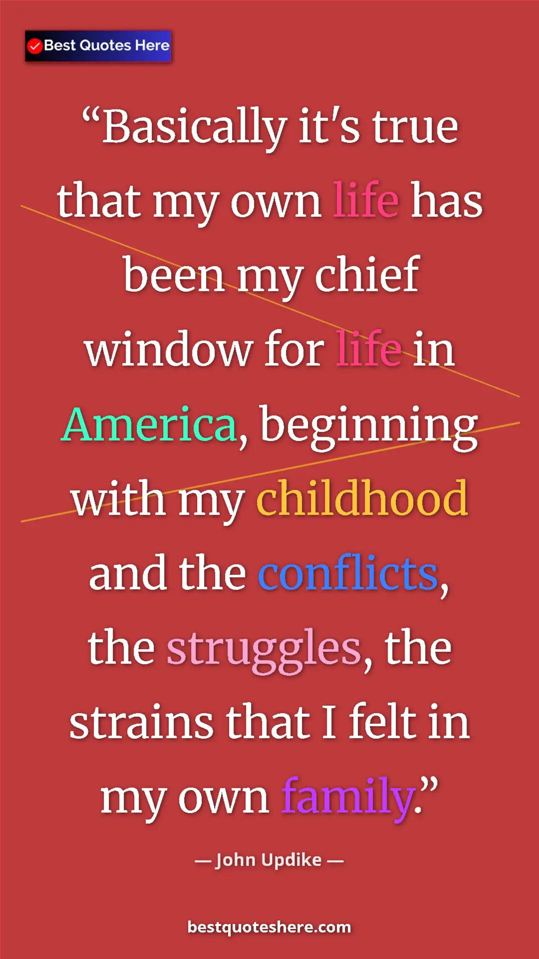 John Updike Quote Card: "Basically it's true that my own life has been my chief..." Pinterest quote poster by John Updike: "Basically it's true that my own life has been my chief..."