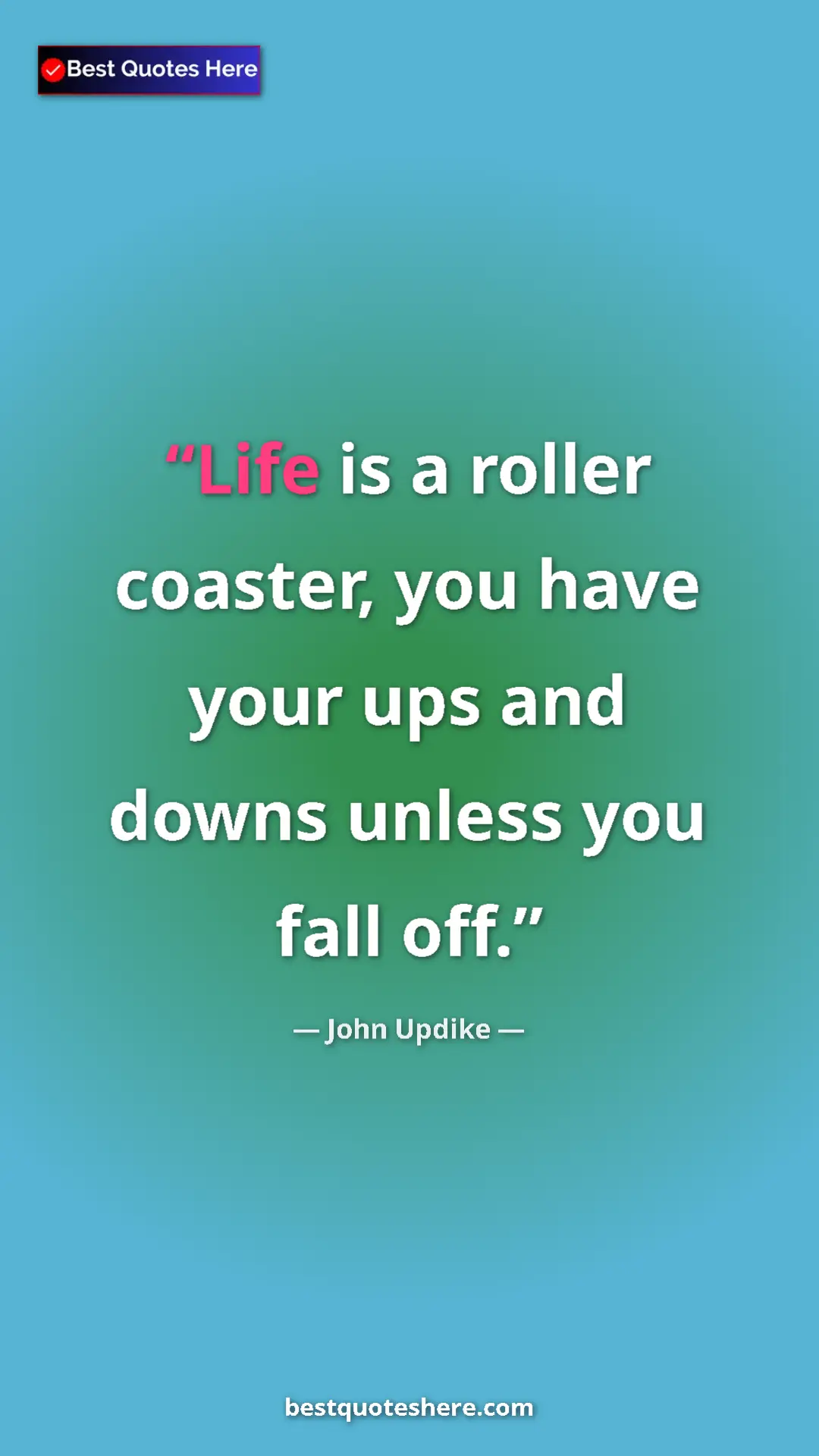 Pinterest quote poster by John Updike: "Life is a roller coaster, you have your ups and downs..."
