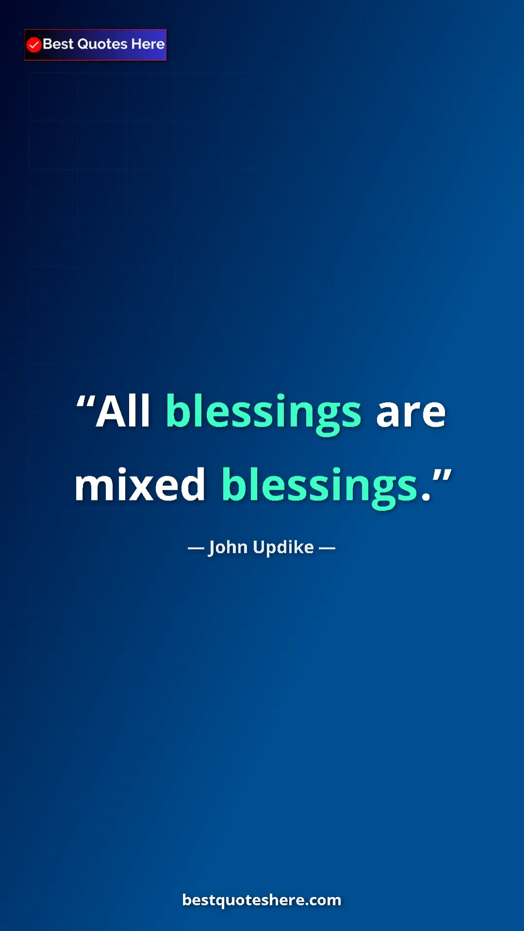 Pinterest quote poster by John Updike: "All blessings are mixed blessings."