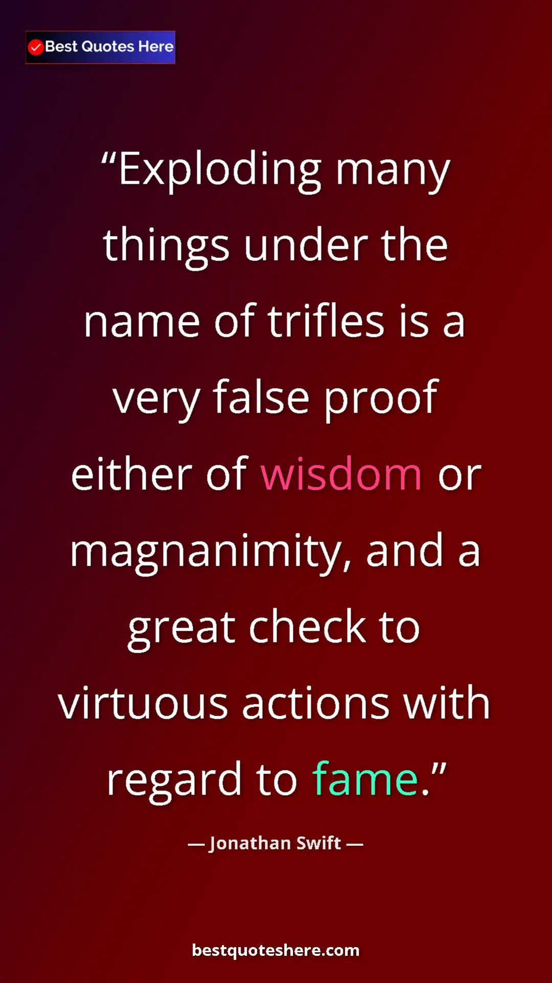 Jonathan Swift Quote Card: "Exploding many things under the name of trifles is a very..." Pinterest quote poster by Jonathan Swift: "Exploding many things under the name of trifles is a very..."