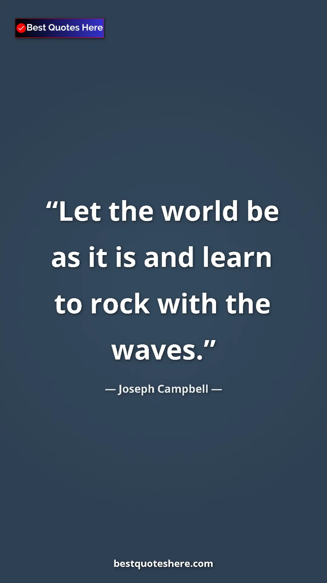 Pinterest quote poster by Joseph Campbell: "Let the world be as it is and learn to rock with the waves."
