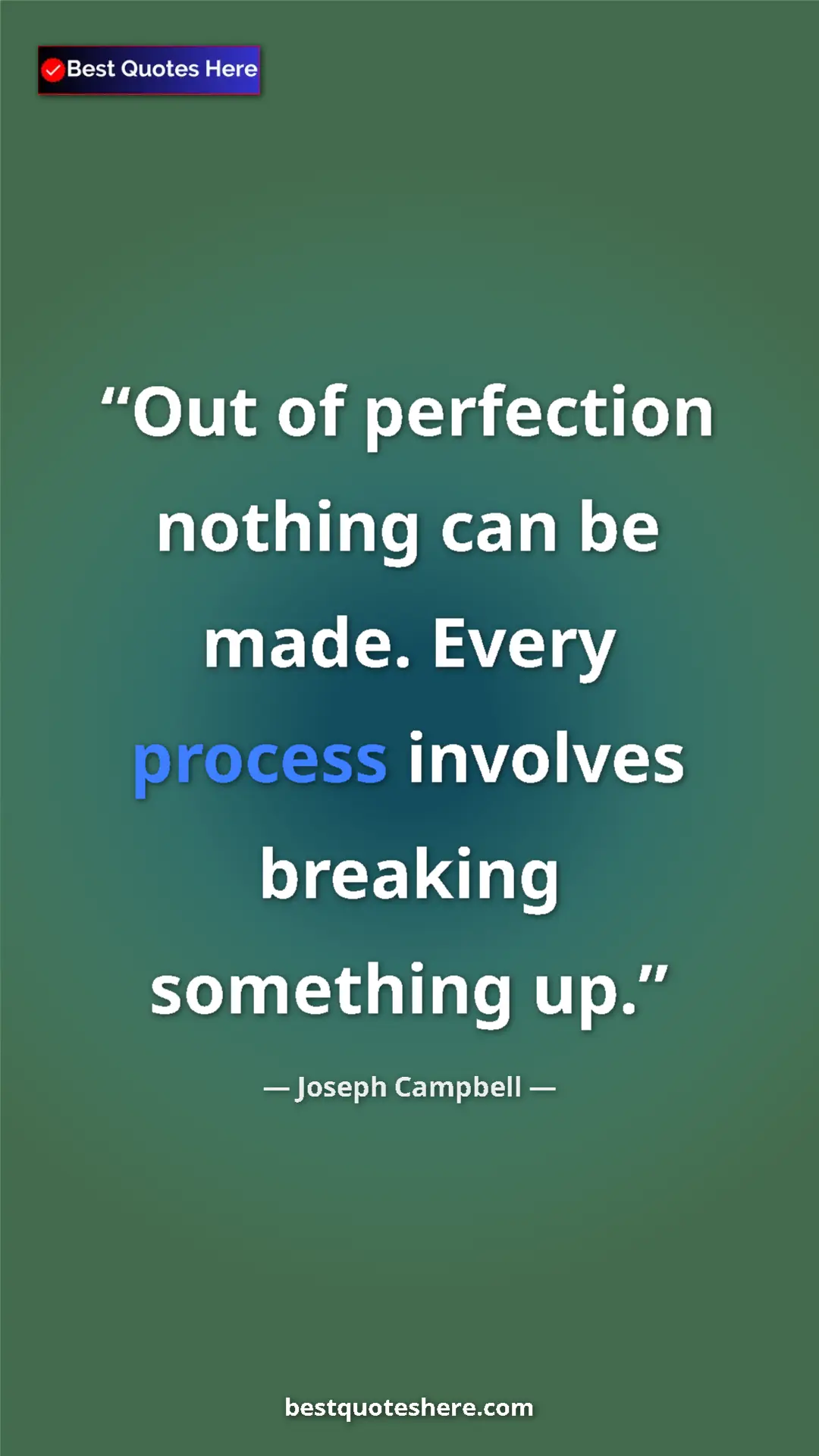 Pinterest quote poster by Joseph Campbell: "Out of perfection nothing can be made. Every process..."