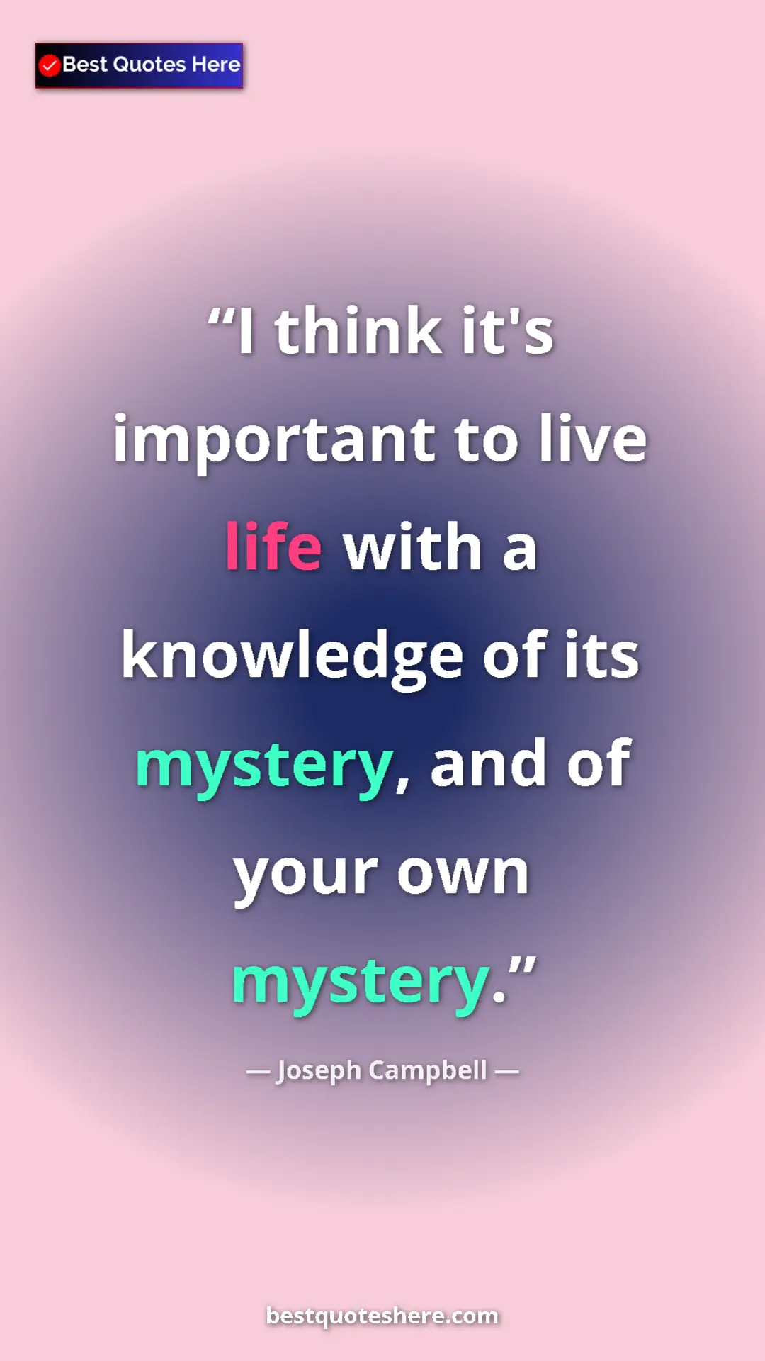 Pinterest quote poster by Joseph Campbell: "I think it's important to live life with a knowledge of its..."