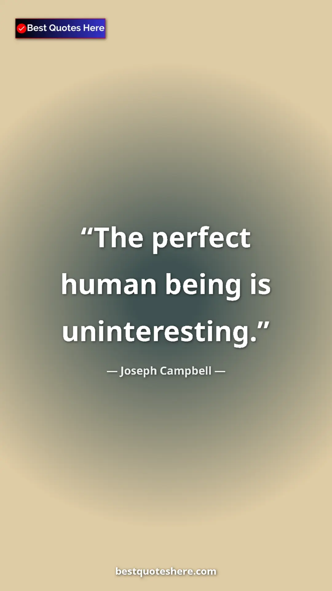 Pinterest quote poster by Joseph Campbell: "The perfect human being is uninteresting."