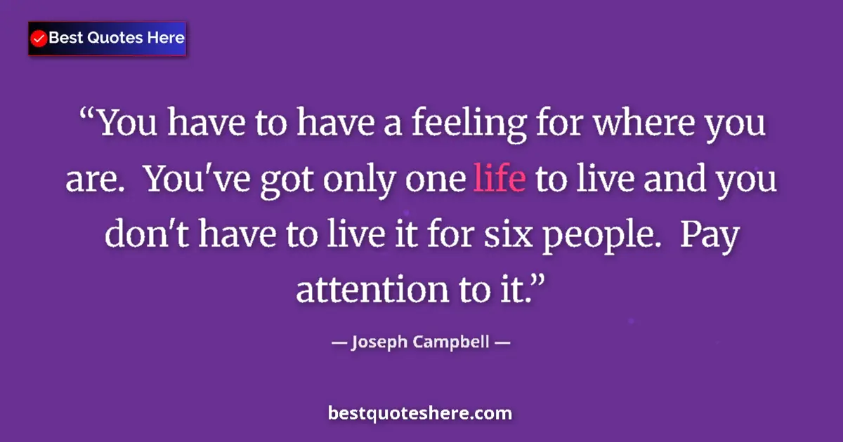 Quote by Joseph Campbell: You have to have a feeling for where you are.  You