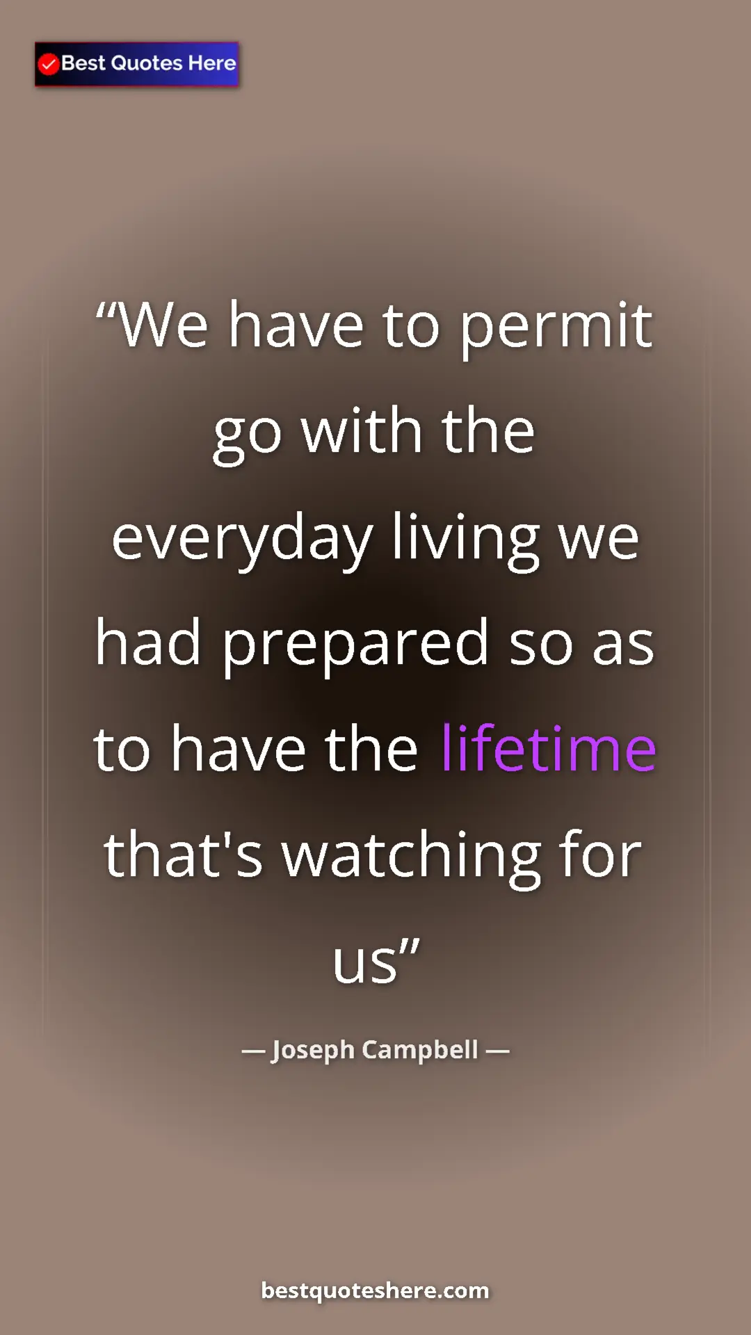 Pinterest quote poster by Joseph Campbell: "We have to permit go with the everyday living we had..."